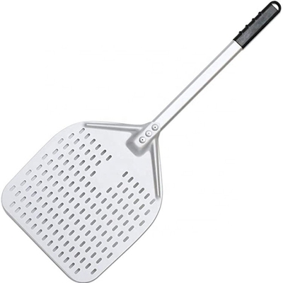 Pala para pizza de aluminio anodizado duro de 66 cm Pala para pizza perforada con alúmina plateada de 12 pulgadas