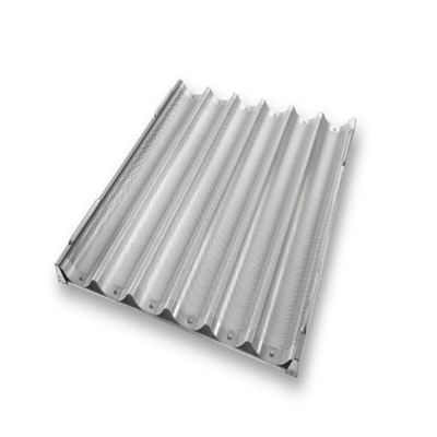 RK Bakeware China Foodservice NSF Siicone esmaltado 800 * 600 mm 8 flautas canal aluminio francés baguette bandeja para hornear