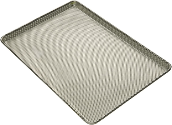 RK Bakeware China Servicio de alimentos NSF Glaze Calibre 16 Aluminio Hoja completamente perforada Molde para bollos Tamaño completo