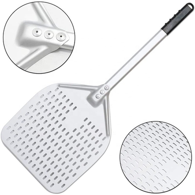 Pala para pizza de aluminio anodizado duro de 66 cm Pala para pizza perforada con alúmina plateada de 12 pulgadas