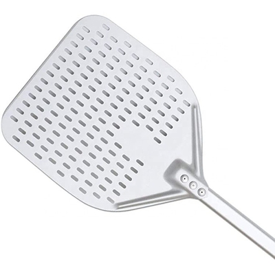 Pala para pizza de aluminio anodizado duro de 66 cm Pala para pizza perforada con alúmina plateada de 12 pulgadas