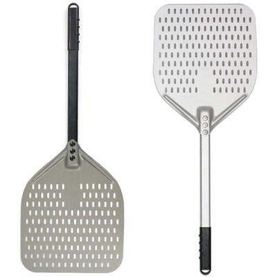 Pala para pizza de aluminio anodizado duro de 66 cm Pala para pizza perforada con alúmina plateada de 12 pulgadas