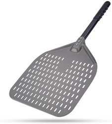 Pala para pizza de aluminio anodizado duro de 66 cm Pala para pizza perforada con alúmina plateada de 12 pulgadas