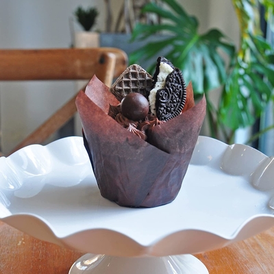 Pergamino de Brown del abrigo del mollete del trazador de líneas de Tulip Baking Cup Paper Muffin
