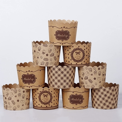 Categoría alimenticia de los trazadores de líneas del mollete de la magdalena de la taza de la torta de papel enorme de Kraft que cuece